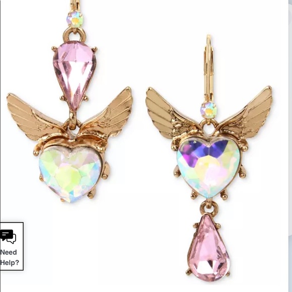 Betsey Johnson Jewelry - Angelic Betsey Johnson Heart and Wings Earrings
